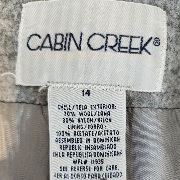 Cabin Creek Women's Gray Button Down Pockets Wool Blend Peacoat Plus 14 - Picture 6 of 6